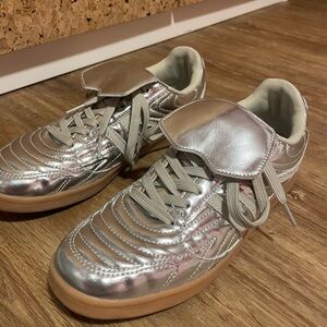 Steve Madden Metallic Silver and Tan Sneakers